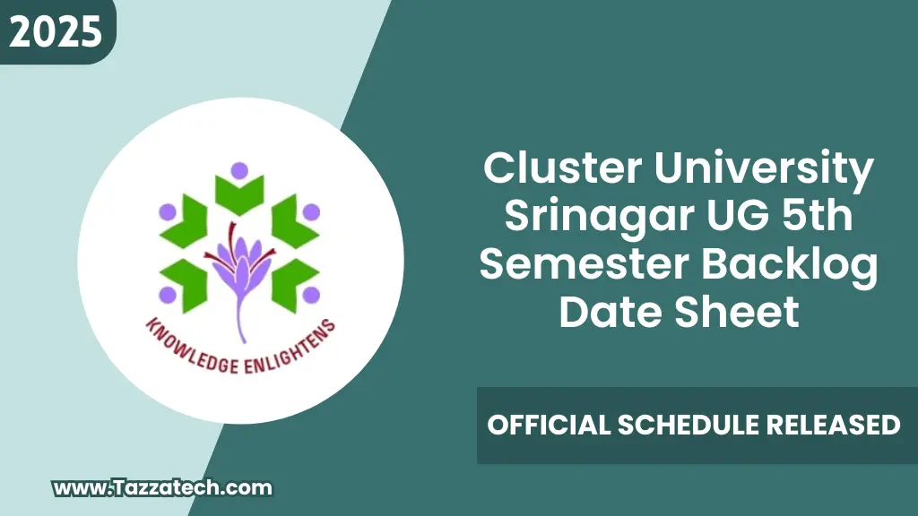 Cluster University Srinagar UG 5th Semester Backlog Date Sheet