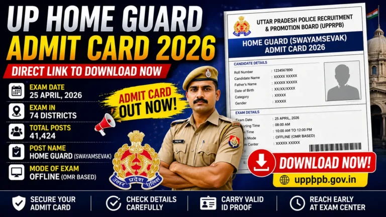 UP Home Guard Admit Card 2026: Direct Link To Download Now