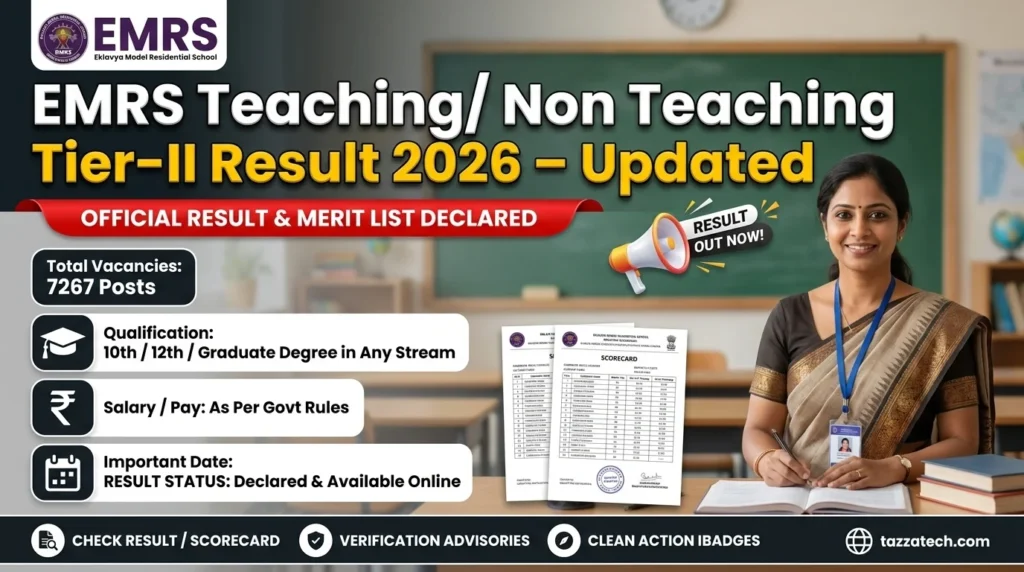 EMRS Teaching/ Non Teaching Tier-II Result 2026 – Updated
