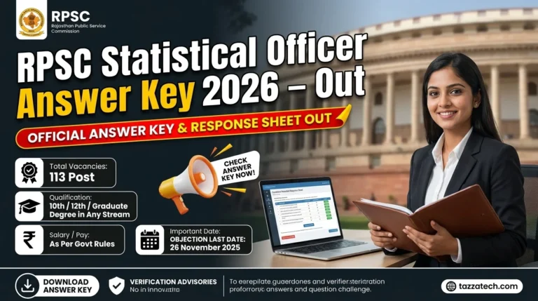 RPSC Statistical Officer Answer Key 2026 – Out