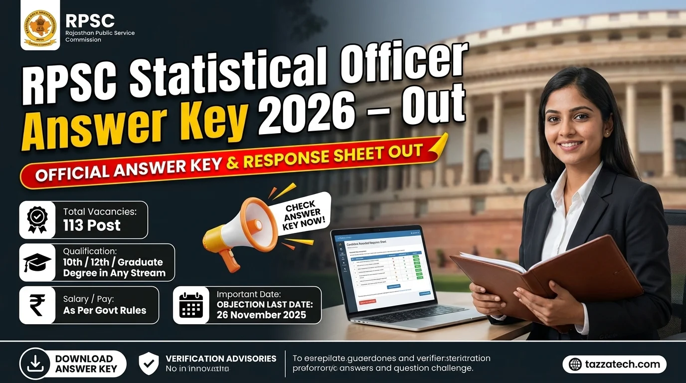 RPSC Statistical Officer Answer Key 2026 – Out