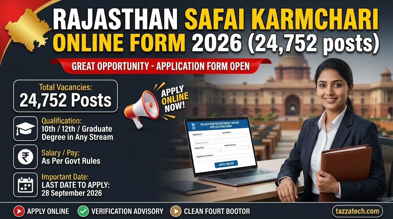 Rajasthan Safai Karmchari Online Form 2026 (24,752 posts)