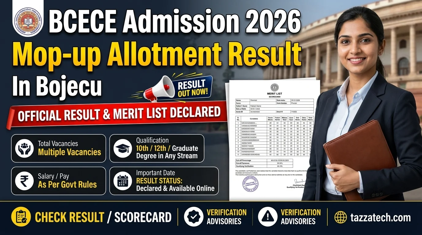 BCECE Admission 2026 Mop-up Allotment Result