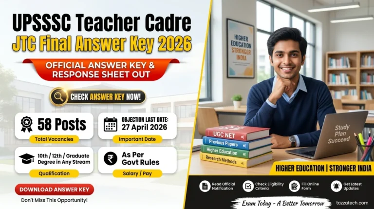 UPSSSC Teacher Cadre JTC Final Answer Key 2026