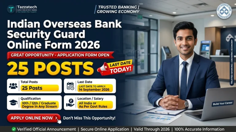 Indian Overseas Bank Security Guard Online Form 2026 – Last Date Today