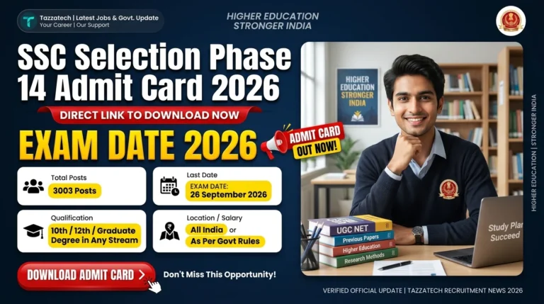 SSC Selection Phase 14 Admit Card 2026 – Out