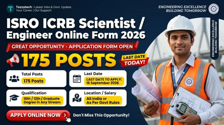 ISRO ICRB Scientist / Engineer Online Form 2026 – Last Date Today