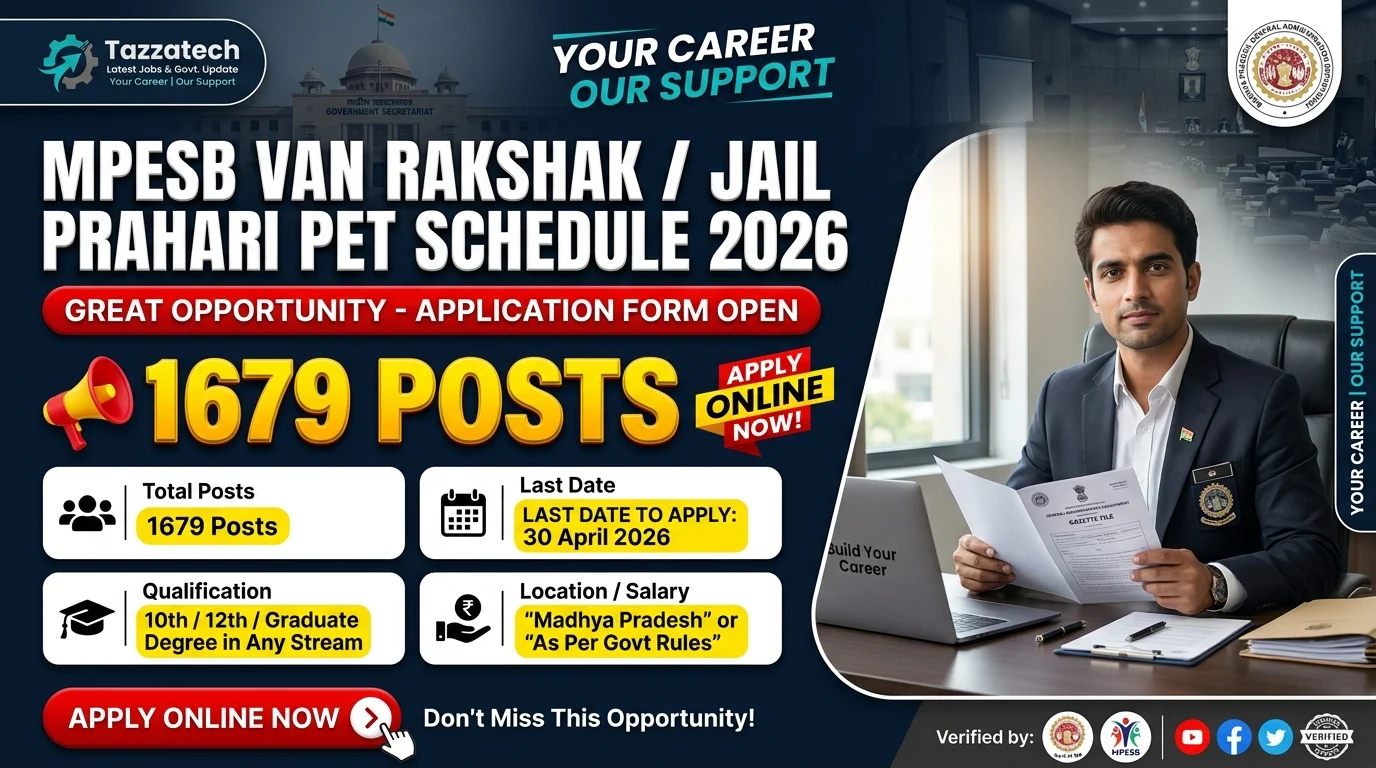 MPESB Van Rakshak / Jail Prahari PET Schedule 2026
