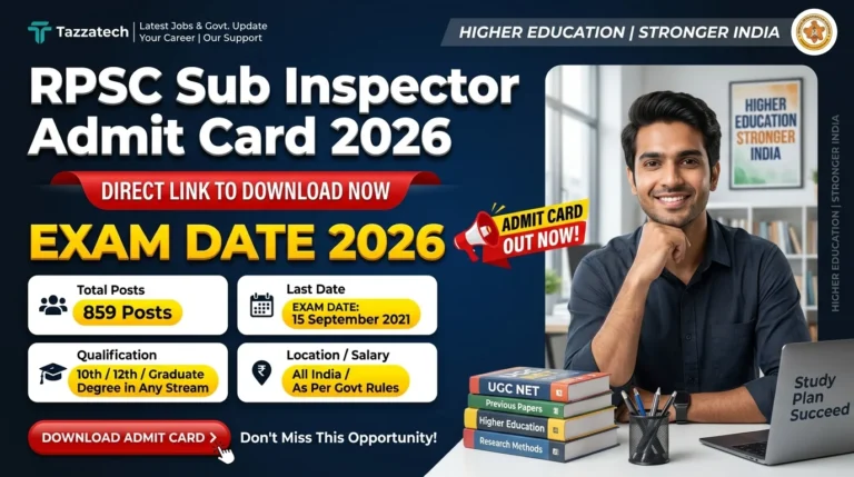RPSC Sub Inspector Admit Card 2026 – Out
