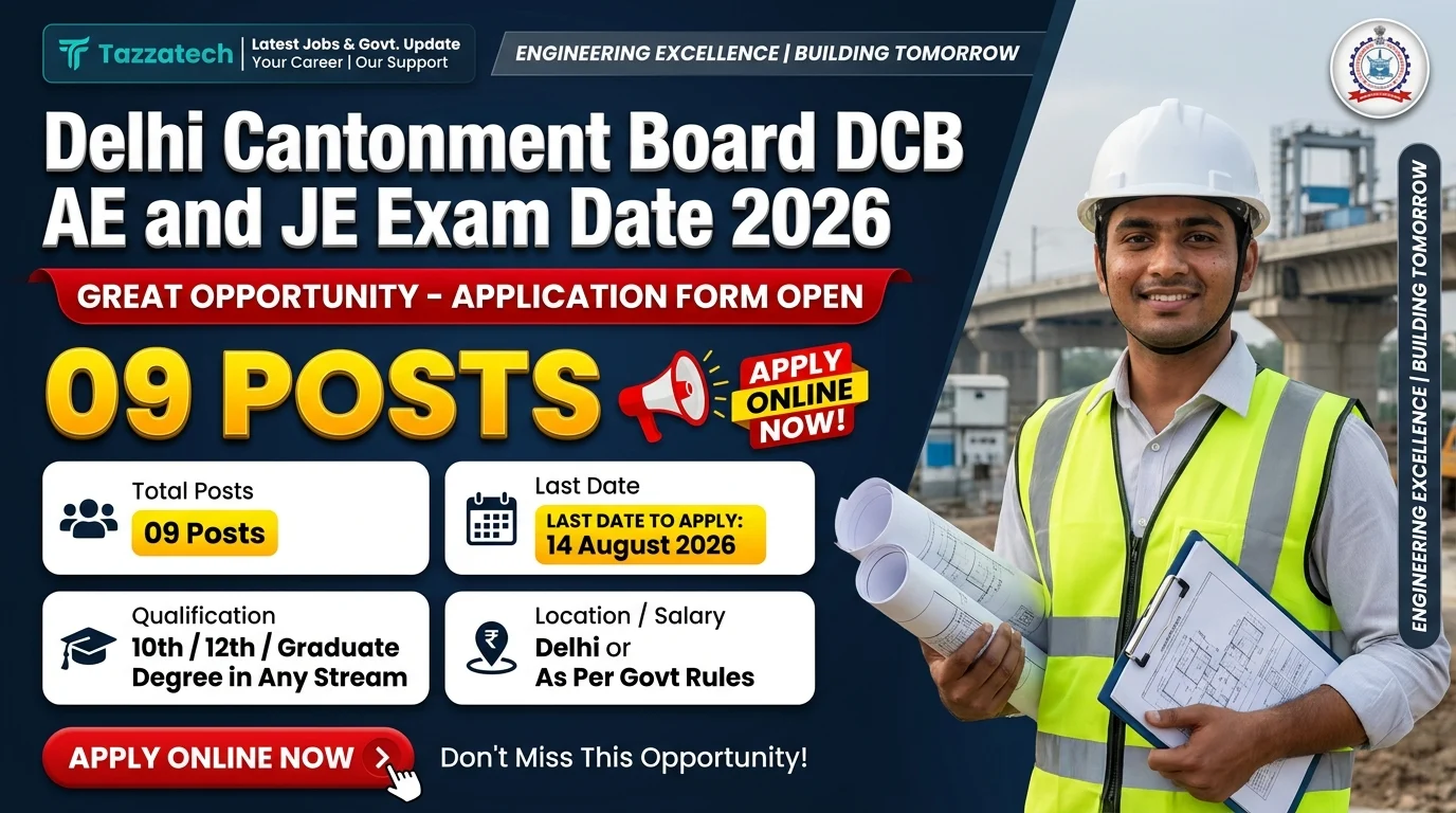 Delhi Cantonment Board DCB AE and JE Exam Date 2026