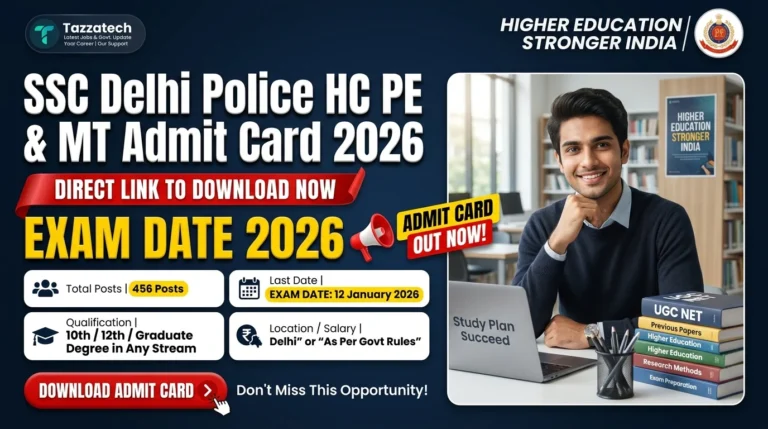 SSC Delhi Police HC (Ministerial) PE & MT Admit Card 2026 – Out