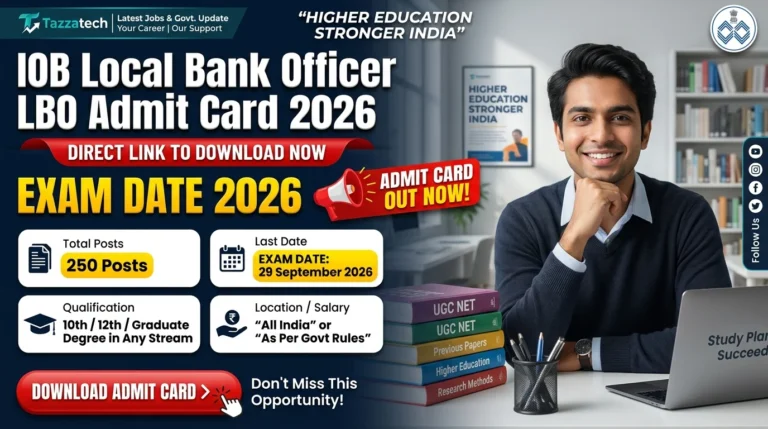 IOB Local Bank Officer LBO Admit Card 2026