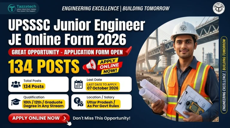 UPSSSC Junior Engineer JE (Agriculture) Online Form 2026