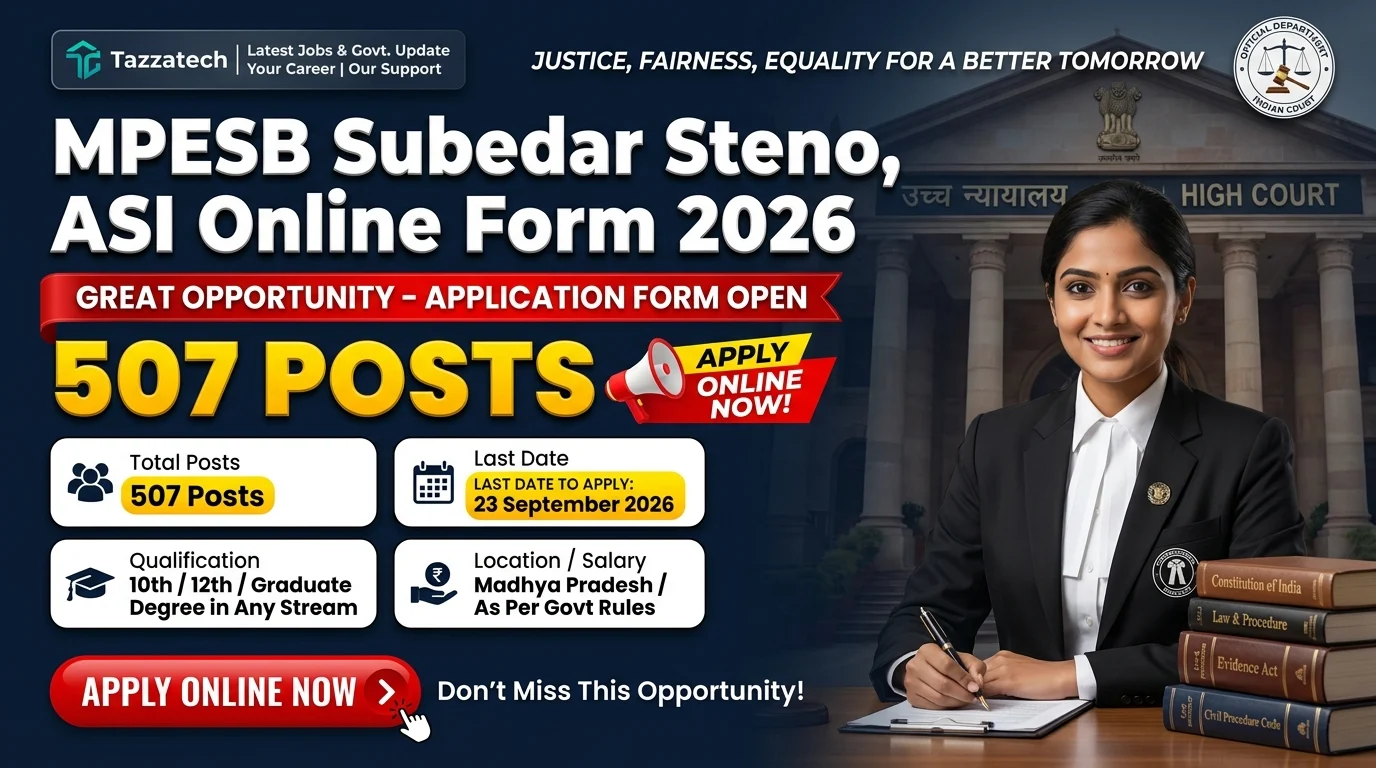 MPESB Subedar Steno, ASI Online Form 2026