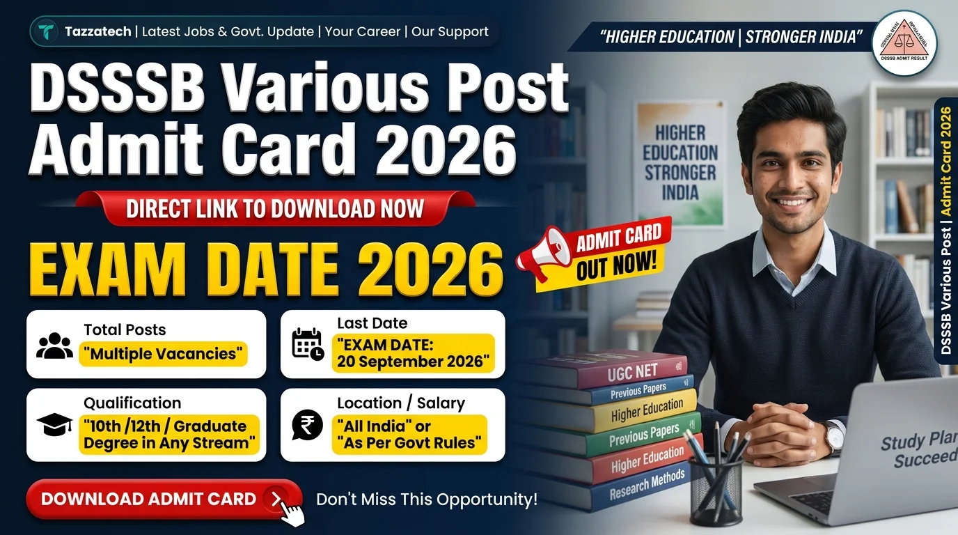 DSSSB Various Post Admit Card 2026
