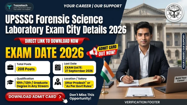 UPSSSC Forensic Science Laboratory Exam City Details 2026 – Out