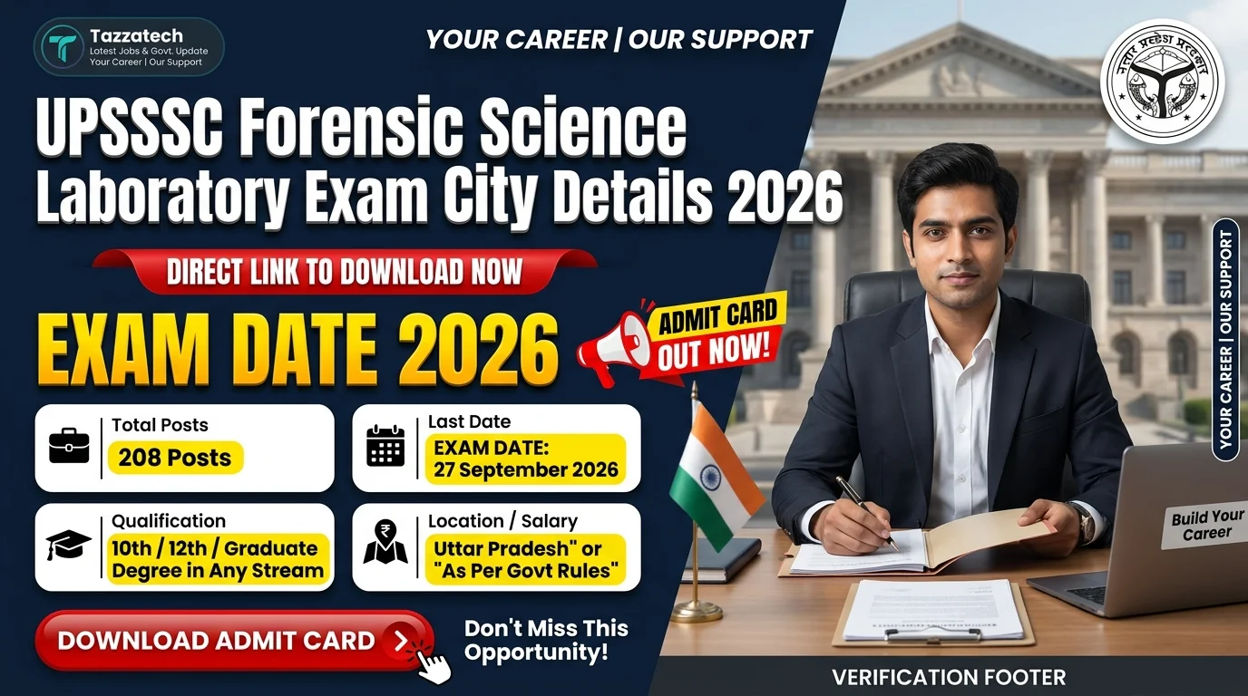 UPSSSC Forensic Science Laboratory Exam City Details 2026