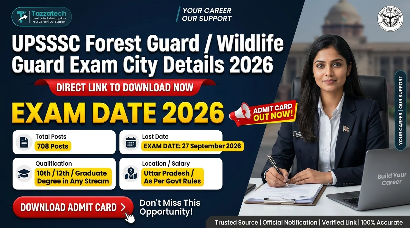 UPSSSC Forest Guard / Wildlife Guard Exam City Details 2026
