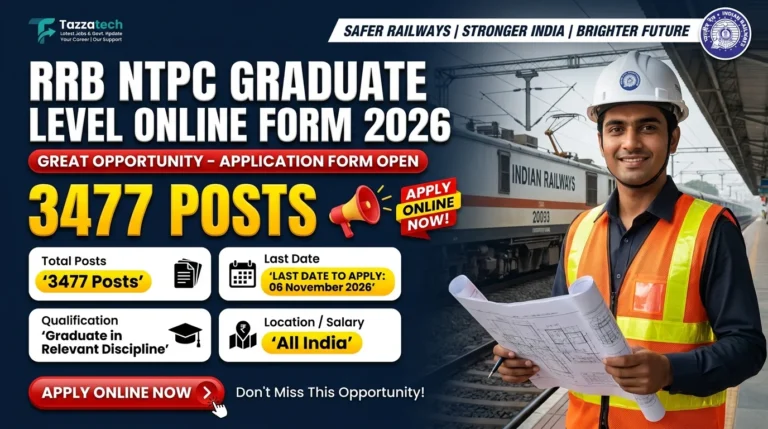 RRB NTPC Graduate Level Online Form 2026 (3477 Posts)