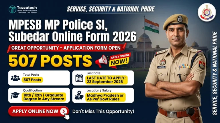MPESB MP Police SI, Subedar Online Form 2026