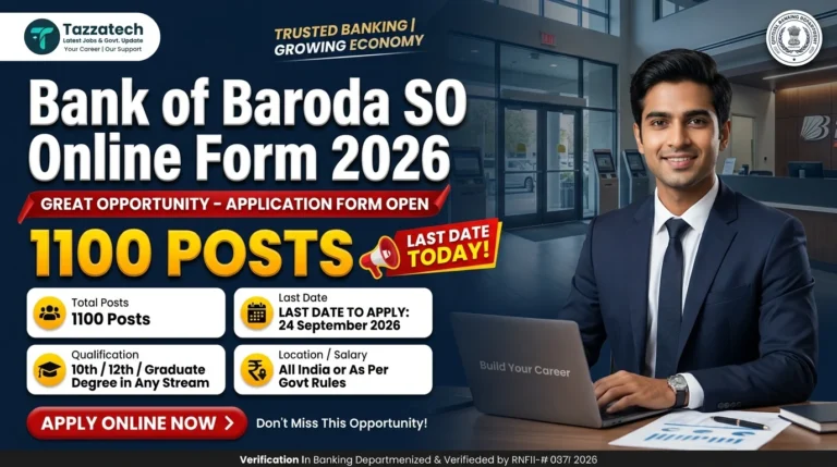 Bank of Baroda SO Online Form 2026 (1100 Posts) – Last Date Today