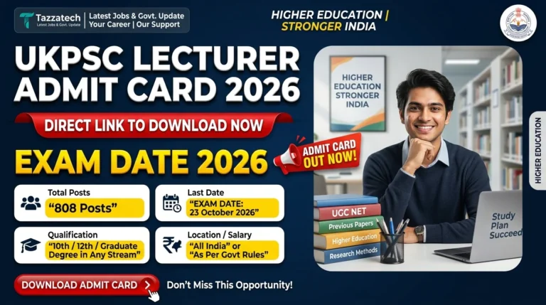 UKPSC Lecturer Admit Card 2026