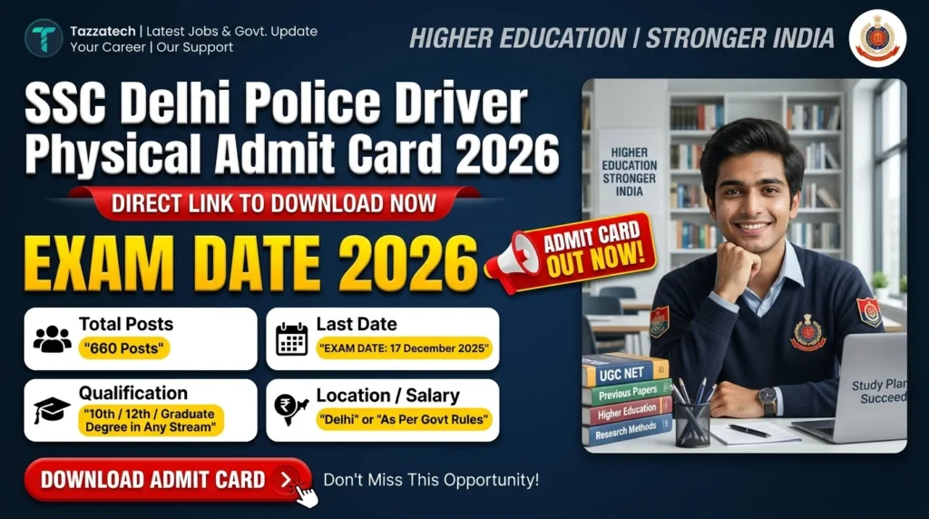 SSC Delhi Police Driver Physical Admit Card 2026