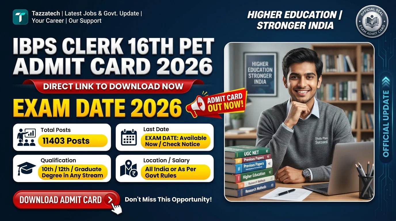 IBPS Clerk 16th PET Admit Card 2026