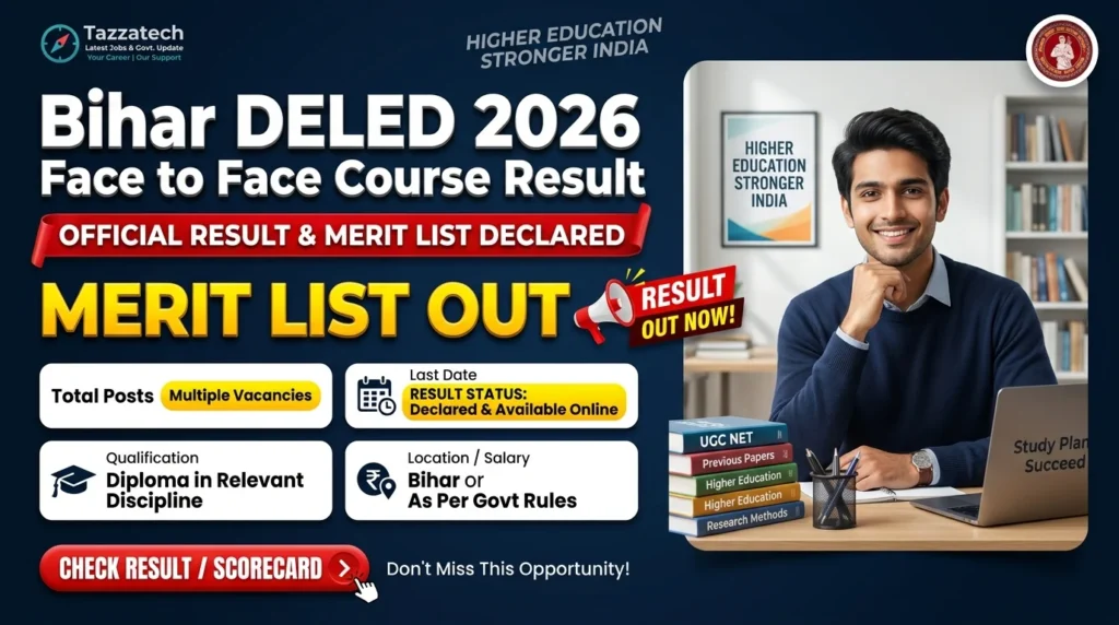 Bihar DELED 2026 Face to Face Course Result