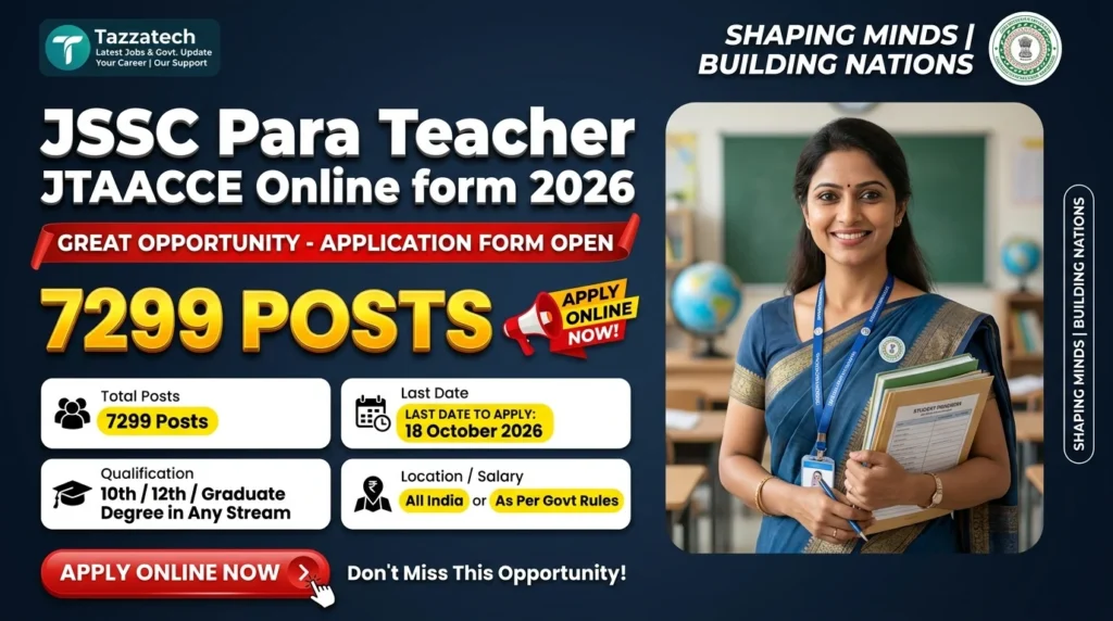 JSSC Para Teacher JTAACCE Online form 2026