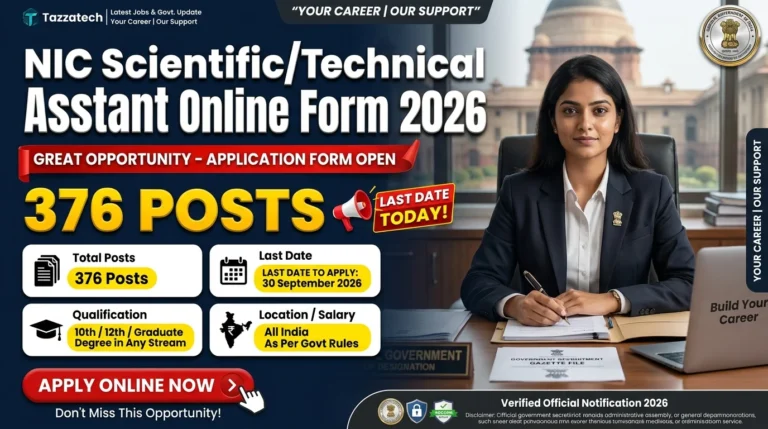 NIC Scientific / Technical Assistant Online Form 2026 – Last Date Today