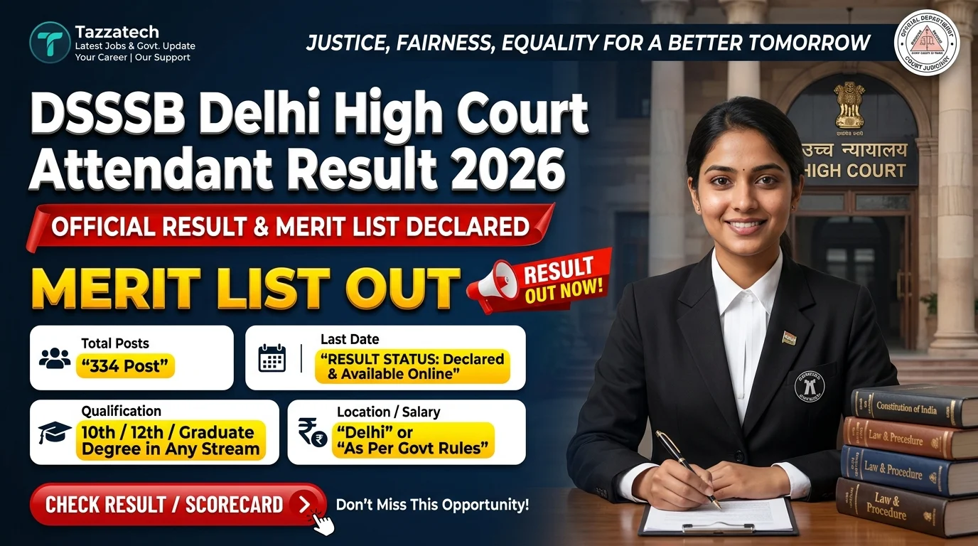DSSSB Delhi High Court Attendant Result 2026