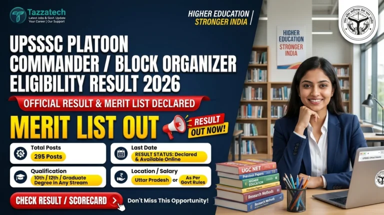 UPSSSC Platoon Commander / Block Organizer Eligibility Result 2026