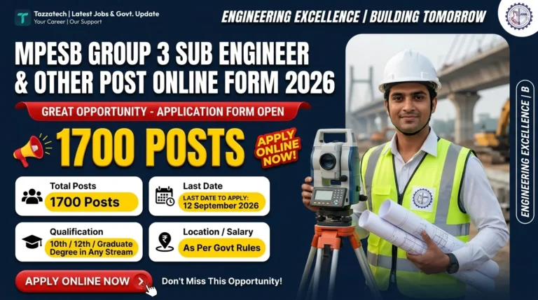 MPESB Group 3 Sub Engineer & Other Post Online Form 2026 – Re-Open