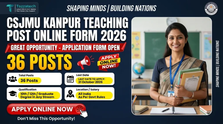CSJMU Kanpur Teaching Post Online Form 2026