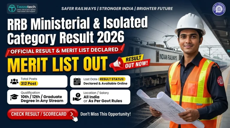 RRB Ministerial & Isolated Category Result 2026 – Out