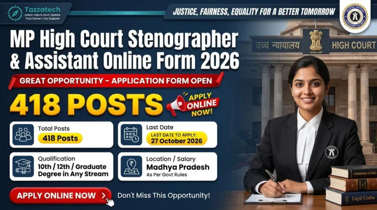 MP High Court Stenographer & Assistant Online Form 2026