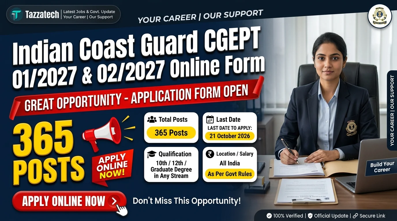 Indian Coast Guard CGEPT 01/2027 & 02/2027 Online Form