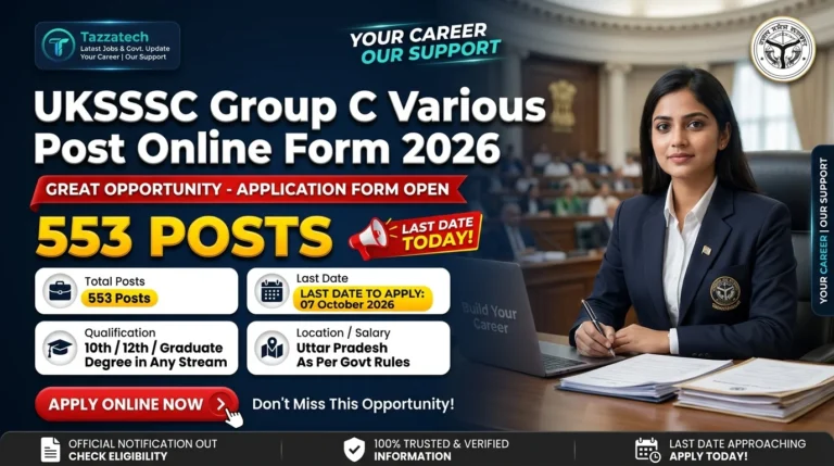 UKSSSC Group C Various Post Online Form 2026 – Last Date Today