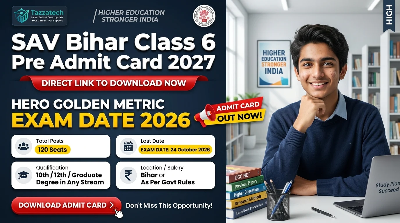 SAV Bihar Class 6 Pre Admit Card 2027