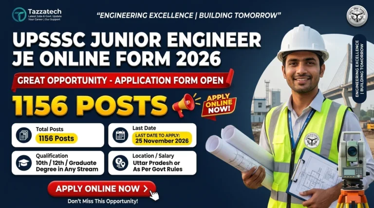 UPSSSC Junior Engineer JE (Mechanical) Online Form 2026 (1156 Posts)