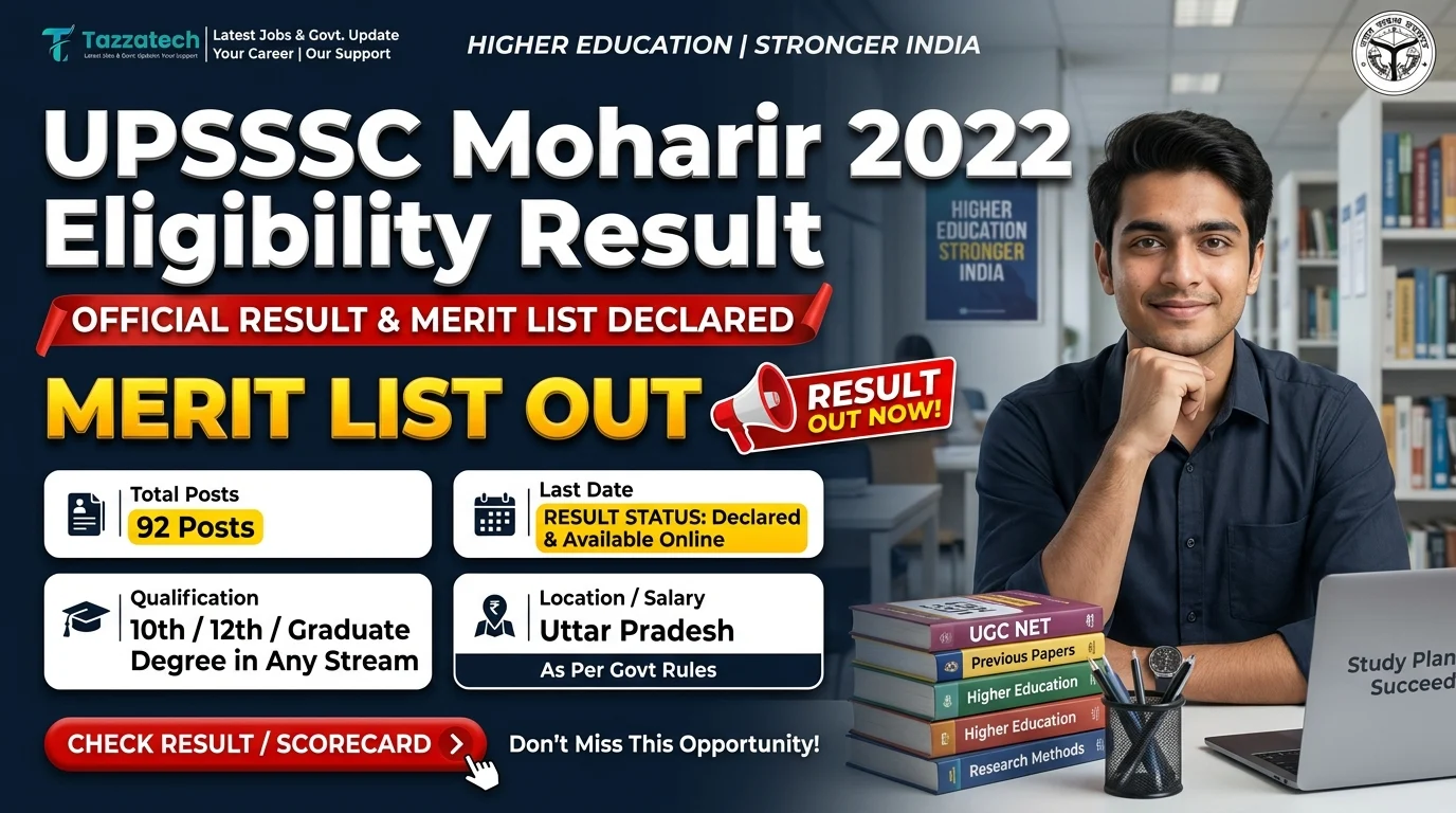 UPSSSC Moharir 2022 Eligibility Result