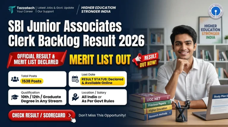 SBI Junior Associates Clerk Backlog Result 2026 – Out
