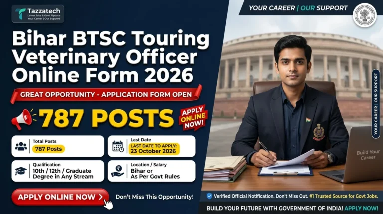Bihar BTSC Touring Veterinary Officer Online Form 2026