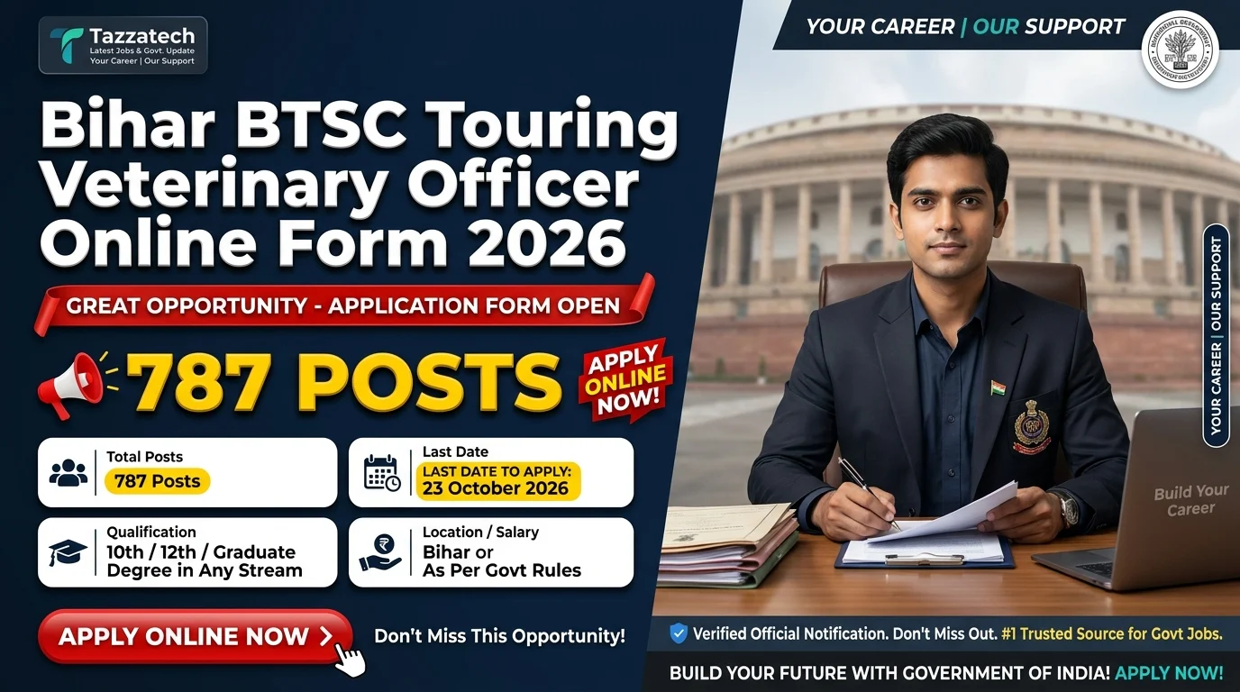 Bihar BTSC Touring Veterinary Officer Online Form 2026