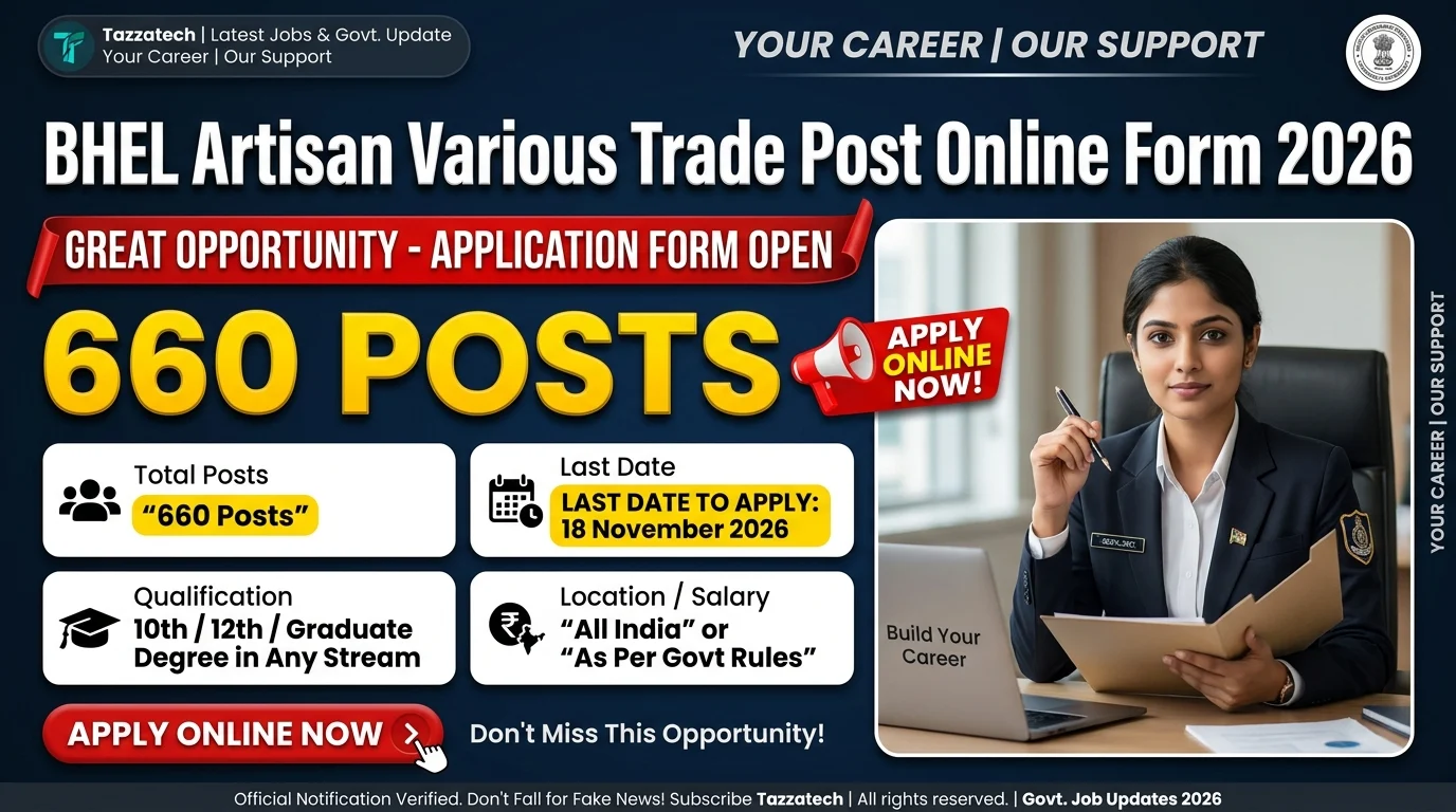 BHEL Artisan Various Trade Post Online Form 2026