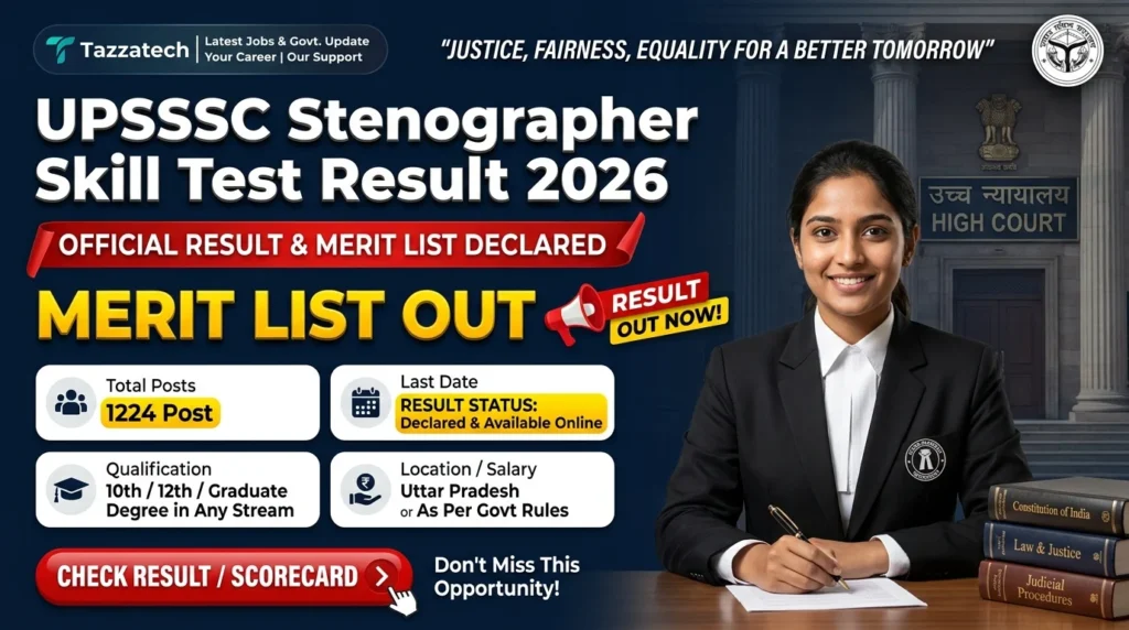 UPSSSC Stenographer Skill Test Result 2026