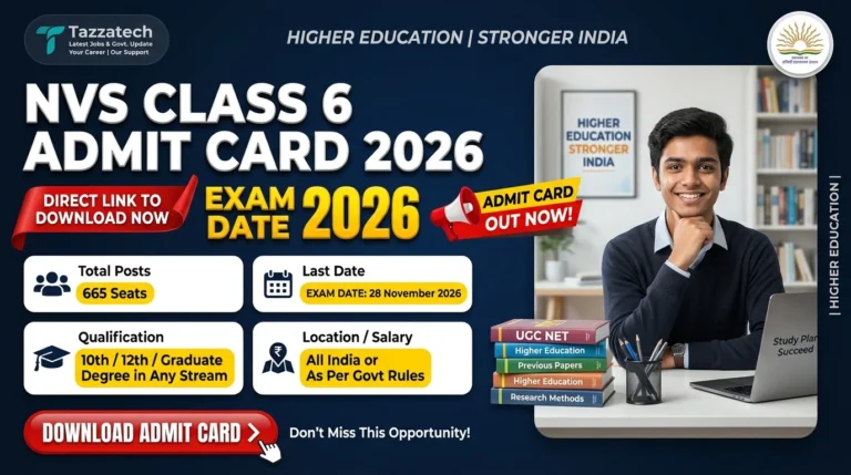 NVS Class 6 Admit Card 2026 – Out